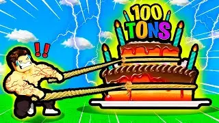 PULLING THE BIGGEST FOOD POSSIBLE? - Roblox Strongman Simulator