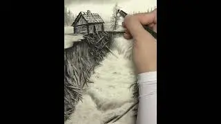 Simple Landscape Drawing with Charcoal: Riverbank Erosion