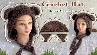 CROCHET HAT 🐻 Crochet Teddy Bear Ear Beanie 🐻 DIY Winter Beanie