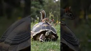 When You Find a Free Ride #FunnyAnimals #Tortoise #Squirrel #AnimalFriendship #NatureHumor