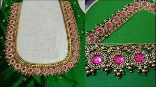 grand aari blouse neck design using with normal needle