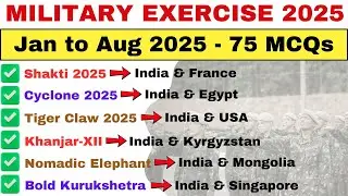Military & Defence Exercises 2025 | Important Current Affairs 2025 | UPSC, SSC, NDA, CDS Exams