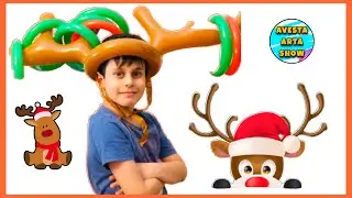 Christmas Game For Kids to Play|Inflatable Reindeer Antler Games