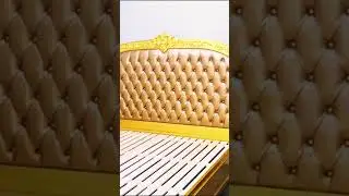 Luxurious Hand-Crafted Solid wood Classical Bed with Leather Upholstered Headboard  | Customizable