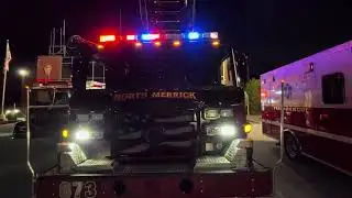 North Merrick Fire Department Tower Ladder 673 emergency lights demonstration 