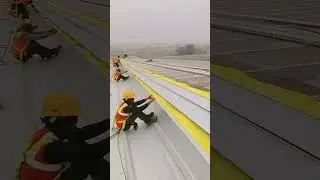 Roof sheet Fixing time video. Risk severity is  high. #work #safety