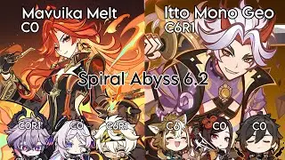 Mavuika Melt and C6 Itto Mono Geo | Spiral Abyss 6.2 9 Stars | Genshin Impact