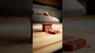 Slicing a Minecraft TNT Block in 4K Macro 🔪 | Hyperreal ASMR #Shorts