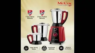 Mccoy Unique 800W Intelligent-Lock Powerful Copper Motor SS304 Blades ABS Body SS Jars Mixer Grinder