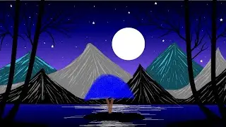 Draw to Beautiful mountain design ll computer painting ll scenery of mountain design ll ms paint 