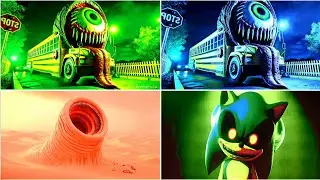 SCHOOL BUS 🆚 MCQUEEN TANK 🆚 WORM EROSION 🆚 SONIC EXE- COFFIN DANCE SONG | TILES HOP #124
