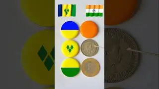 🇮🇳 vs 🇻🇨 || National flag on coin || flag art|| #shorts #viral #trending #art