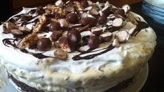 Ice Cream Cake Recipe - Snickers and Malted Milk Balls - Instructional Video
