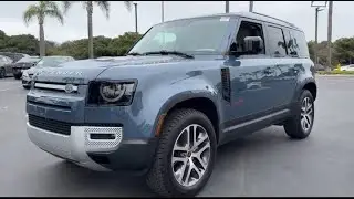 Land Rover Defender 2024 in Tasman Blue Metallic with Acorn/Lunar with Grained Leather & Robustec