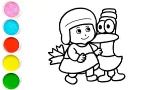 Cute Pocoyo with Pato drawing painting coloring for kids and toddlers Art for beginners 