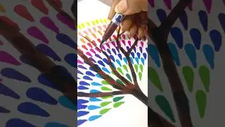 Colorful tree with brush pen✨🌈 #colorfulart #rainbow #art #shorts