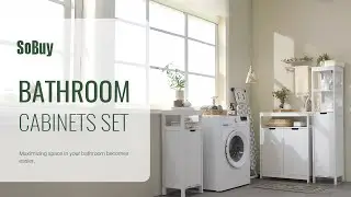 SoBuy Tall cabinet丨Storage cabinet丨Laundry cabinet丨Bathroom cabinets丨BZR121-W