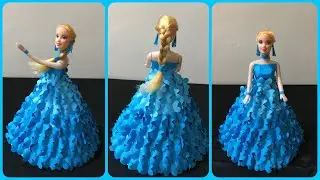 Beautiful paper dress for Barbie doll/ paper dress making ideas/ Barbie makeover transformation ❤️