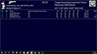 Target Shooting Ireland Air Pistol  Nationals 2025  Qualifier  1