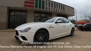2022 MASERATI GHIBLI MODENA Q4  Factory Warranty, Ferrari V6 Engine, 424 HP, One Owner, Clean Carfax