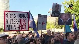 Thousands take the street to protest Fico's visit to Moscow