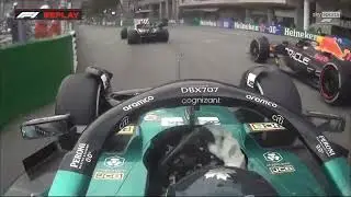 Lance Stroll onboard overtake on Sergio Perez Monaco GP 2023