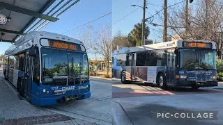 Hart buses #1309 and #1717 on Routes 7 and 8 arriving and leaving MTC
