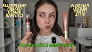 İLK DEFA SİZLE DENİYORUM|| Maybelline eraser pembe kapatıcı, Flormar puffy likit allık