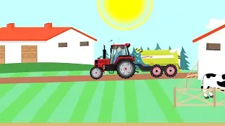 Farm work - Combine Harvester and Tractor They work hard
