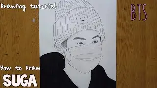 Drawing BTS Suga in Mask |How to draw BTS Suga in Mask |Suga drawing tutorial easy step by step |슈가