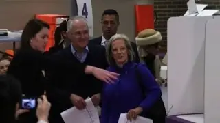 Australian PM Turnbull casts his vote in national elections