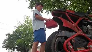 Me during a burnout and a mini dirt bike