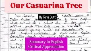 Our Casuarina Tree by Toru Dutt summary in English Critical Appreciation Notes