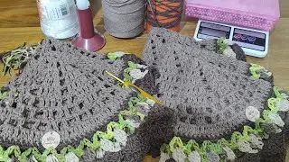 🌼6 LINDAS PE&Ccedil;AS - JOGO SOUPLAST TOALINHA CROCH&Ecirc; TONS DE MARROM 🤎