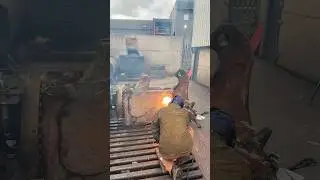 Removing a Frozen Pin with the thermic lances.#youtube #welding #lancing #metal #melting #fire #fyp