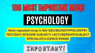 Most important psychology mcqs for ppsc, BS, MS,entry test, GAT,GRE, NTS #psychology #psychologyexam