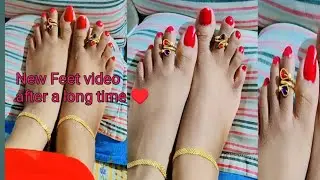 Red Long Feet Nails Indian 😚😉#goldenanklet#goldentoering#review #withrednailpolish&hearts;️#simpleanklet🌶️💫