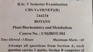5th semester NEP Major Botany Previous years question papers Jammu University.