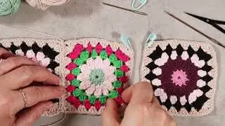 Tutorial - Granny Squares verbinden met een platte halve vaste steek naad - iHobby