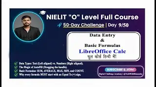 O Level M1-R5 | Day 9: Data Entry & Basic Formulas | 50-Day Challenge (Hindi)