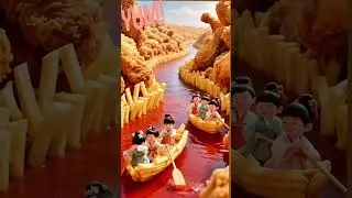 🍔🌈 Magical Food City Fun! #food #foodie #cute #kidsvideo #cartoon #funny #shorts #ai #ytshorts#viral