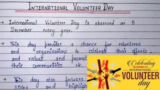 International Volunteers Day | 10 Lines on International Volunteer Day | Speech on Volunteer Day