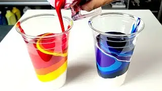 также веселье! Два кружка кольцо Водоворот / акрил заливка / Аннотация Изобразительное искусство