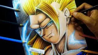 Como Dibujar A Goku SSJ3 | How To Draw Son Goku | Dragon Ball Super | Con Colores de Madera