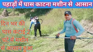 पहाड़ों में घास काटने वाली मशीन ll असोज में घास काटना हुआ आसान ll Bursh cutter ll Raghu Pahadi