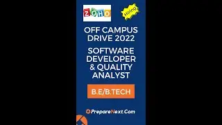 ZOHO Corp Off Campus Drive 2022 | Software Developer | Software Quality Analyst | IT Job