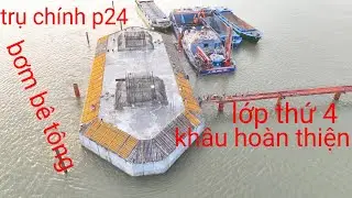 Cầu đại ngãi 1 trụ p24 bơm bê tông xong đang làm mặt bê tông khâu hoàn thiện ngày 3/2/2026 