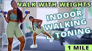 20 Min WALK WITH WEIGHTS | Indoor Walking TONING Workout | Light Dumbbells/Low Impact | DejaFit