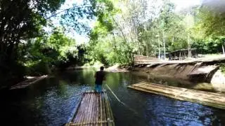 Bamboo rafting Thailand 4K - Jungle river Khao Lak