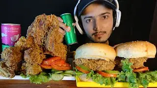 ASMR EATING 2 ZINGER BURGER 🍔 WITH CHICKEN BROST AND 7UP MUKBANG EATING SHOW #MREATING ASMR 😋🍖